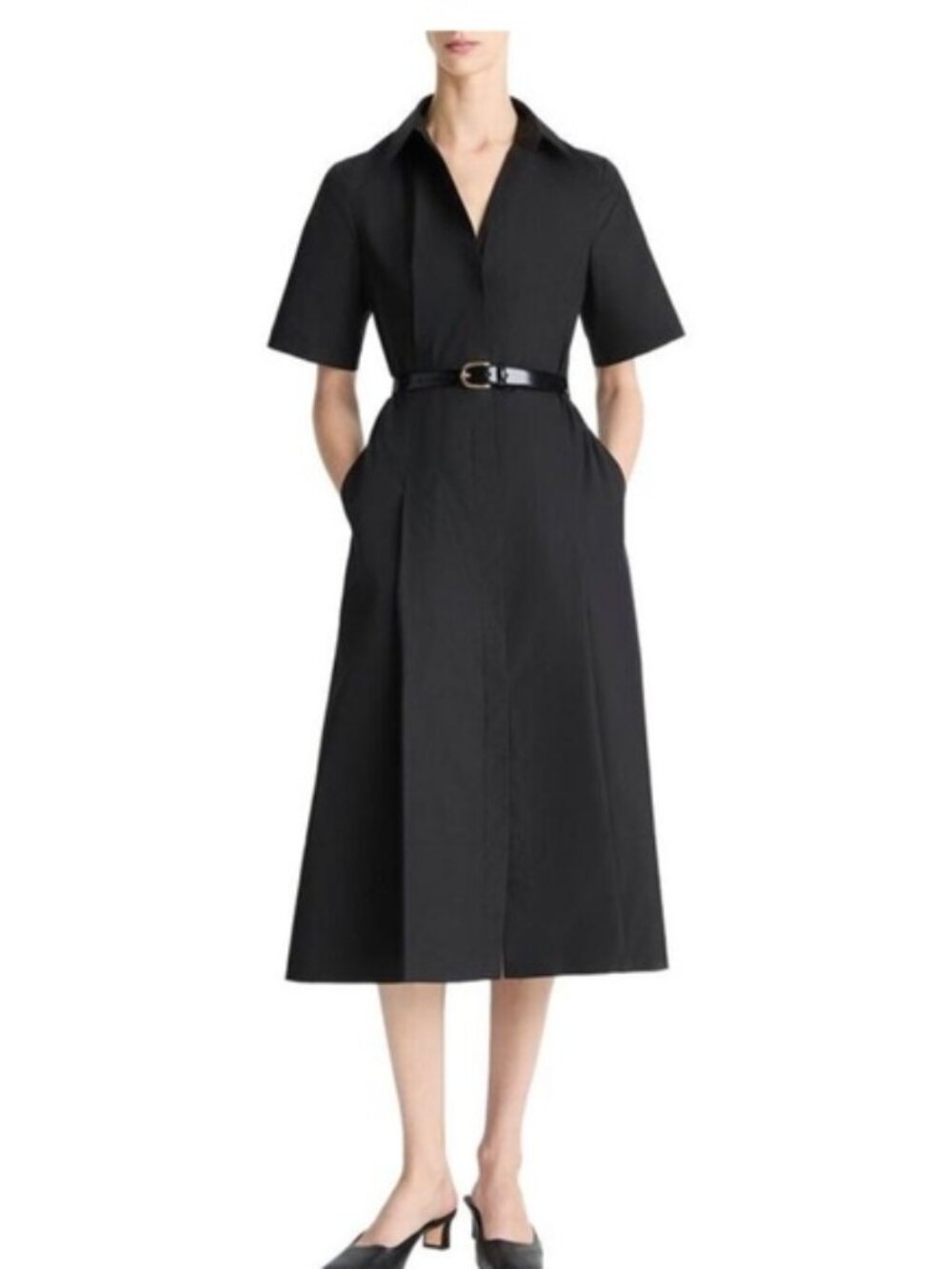 Elegant Black Belted Dress